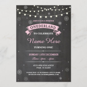 1st Birthday 1 Wonderland Onederland Party Invite