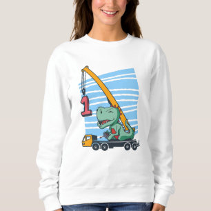1st Birthday 1 year Mobile Crane Dinosaur Sweatshirt