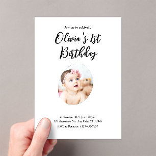  1st Birthday  Acrylic Invitations