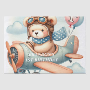 1st Birthday Airplane Boy Watercolor Up Up Away Tissue Paper
