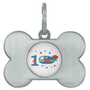 1st Birthday Airplane Pet Tag