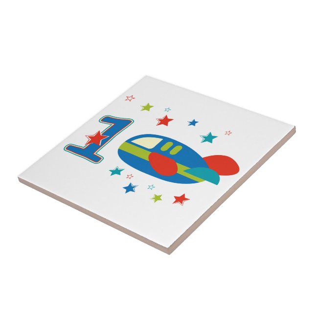 1st Birthday Airplane Tile (Side)