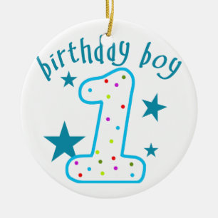 1st Birthday Baby Boy Stars Ceramic Ornament