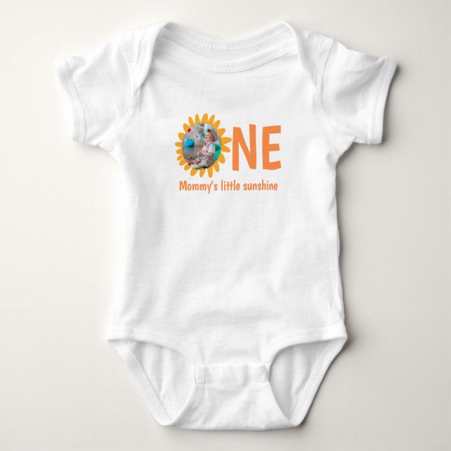 1ST BIRTHDAY BABY CLOTHES CUSTOM PHOTO BODYSUIT (Front)