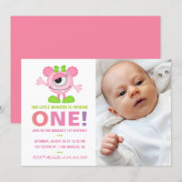 1st Birthday Baby Girl Little Monster Invitation