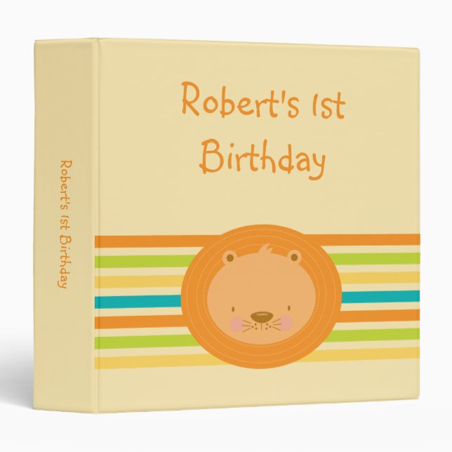 1st Birthday Baby Lion Binder (Front/Spine)