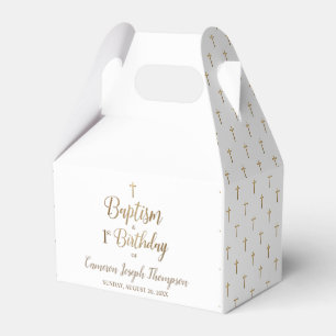 1st Birthday baptism white gold baby Favor Box