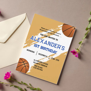 1st Birthday Basketball Birthday Bash Invitation