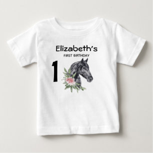 1st Birthday Beautiful Horse Head Portrait  Baby T-Shirt