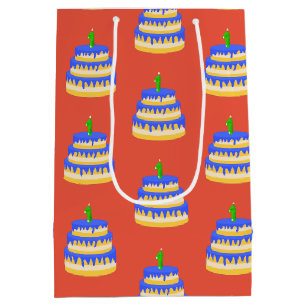 1st Birthday Blue Cake Medium Gift Bag