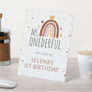 1st Birthday Bohemian Terracotta  Pedestal Sign