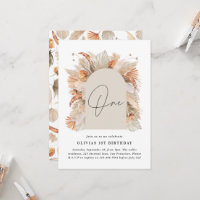 1st Birthday Botanical Pampas Grass Modern script