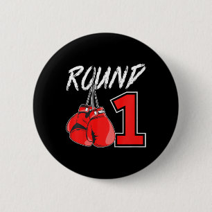 1st Birthday Boxing Boy 1 Year Old Boxer Bday Part 2 Inch Round Button