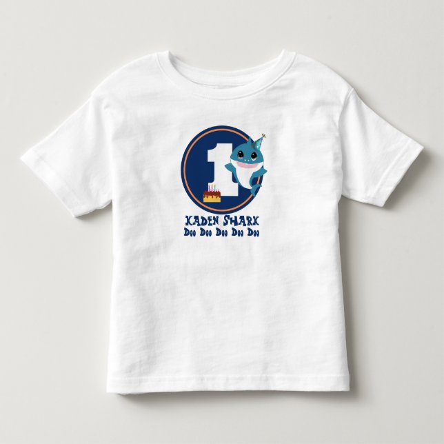 1st Birthday Boy Baby Shark Tee (Front)