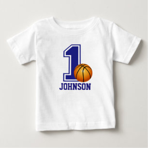 1st Birthday Boy basketball Personalized Baby T-Shirt