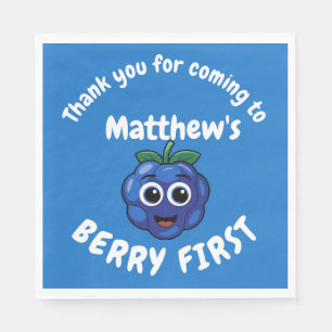 1st Birthday Boy Blue Berryfirst Napkin