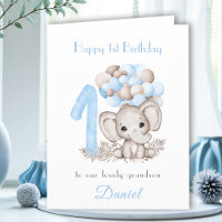 1st Birthday Boy Blue Cute Elephant Balloons