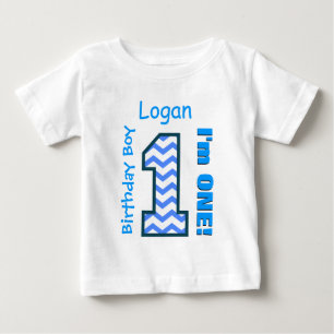 1st Birthday Boy Chevron One Year Old Custom B3AZ Baby T-Shirt