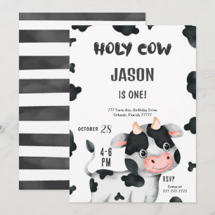 1st Birthday Boy Cow Birthday Invitation