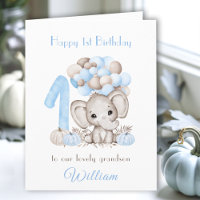 1st Birthday Boy Fall Pumpkin Elephant Balloons