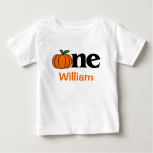 1st Birthday Boy Fall Pumpkin Personalized Baby T-Shirt