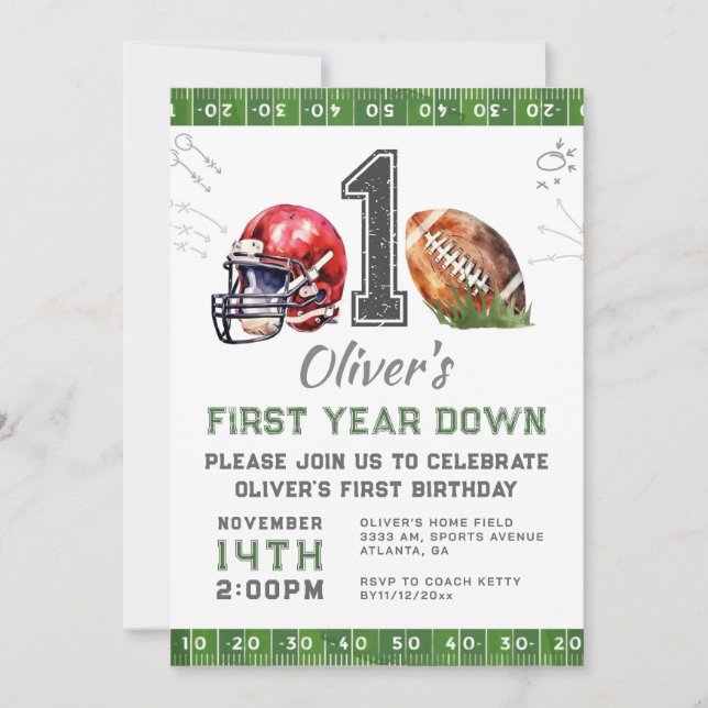 1st Birthday Boy Football Invitation Editable (Front)