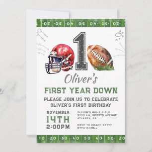 1st Birthday Boy Football Invitation Editable