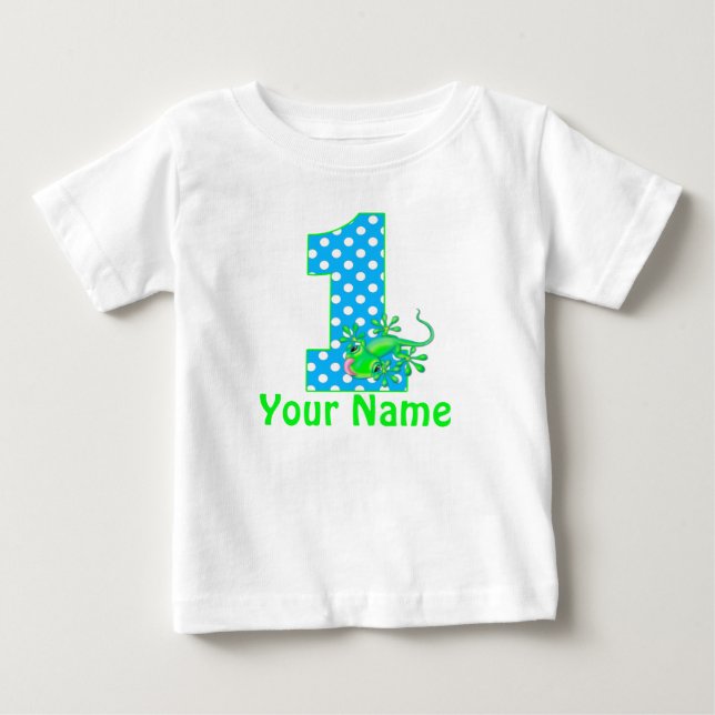 1st Birthday Boy Gecko Personalized T-Shirt (Front)