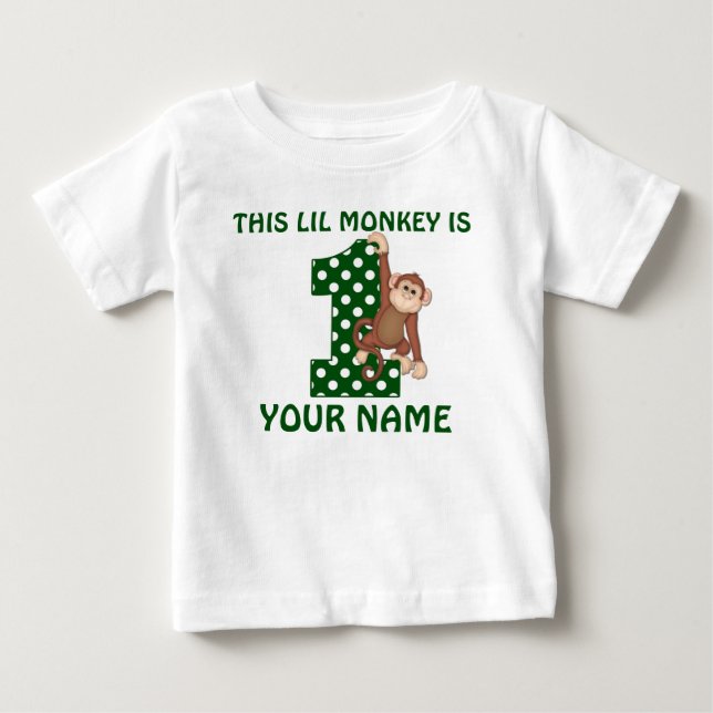 1st Birthday Boy Monkey Personalized Shirt (Front)