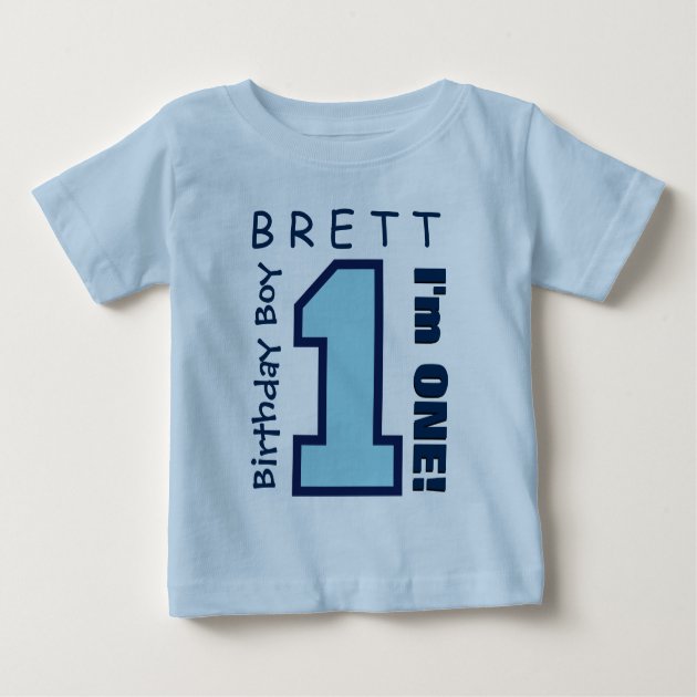 1st Birthday Boy One Year Custom Name Blue V01D Baby T Shirt Zazzle