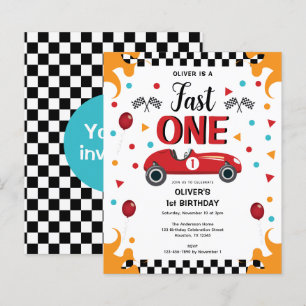 1st Birthday Boy's Racing Car Party Invitation