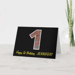 1st Birthday - Brick Wall Pattern "1" w/ Name Card