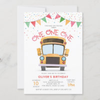 1st Birthday Bus Party Invitation