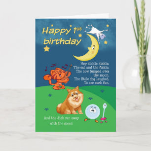 1st Birthday Card, 1st Birthday Hey Diddle Diddle Card
