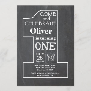 1st Birthday Chalkboard Invitation