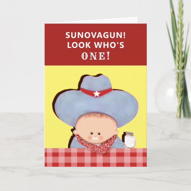1st Birthday Cowboy Card (Front)