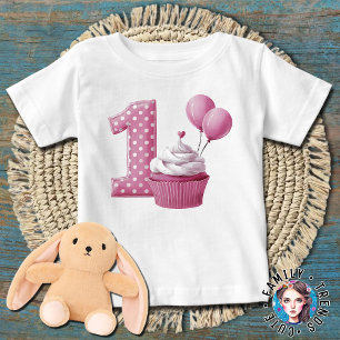 1st Birthday Cupcake Pink Baby T-Shirt