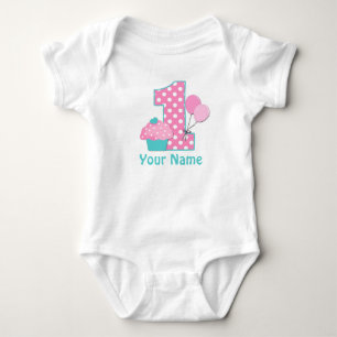 1st Birthday Cupcake Pink Blue Shirt