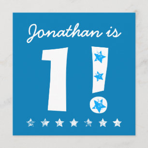 1st Birthday Custom Name Blue for BOY B01 Invitation