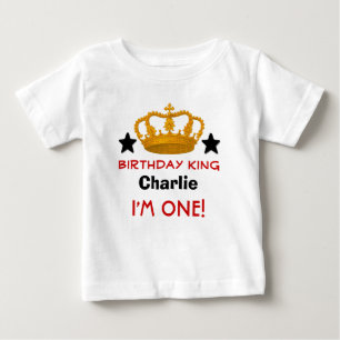 1st Birthday Custom Name Crown and Stars W03B Baby T-Shirt