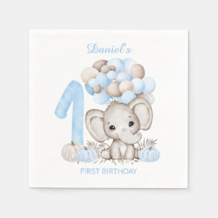 1st Birthday Cute Elephant Fall Boy Paper Napkins
