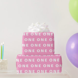 1st Birthday Cute Pink Boho Girl Kids Wrapping Paper