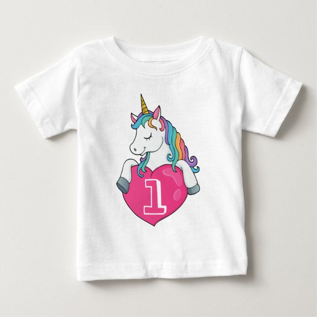 1st Birthday Cute Unicorn Birthday Gift For Girl Baby T-Shirt (Front)