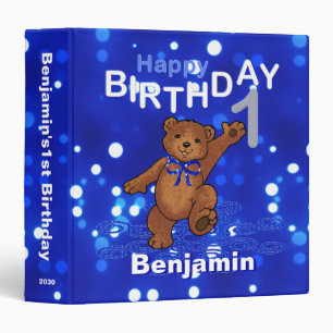 1st Birthday Dancing Teddy Bear Memories 1.5 Inch Binder