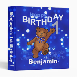 1st Birthday Dancing Teddy Bear Memories 1 Inch Binder