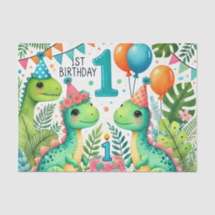 1st Birthday Dinosaur Dino Boy Watercolor Tissue Paper