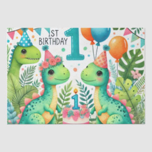 1st Birthday Dinosaur Dino Boy Watercolor Tissue Paper