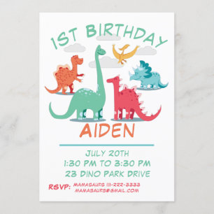 1st Birthday Dinosaur Invitation