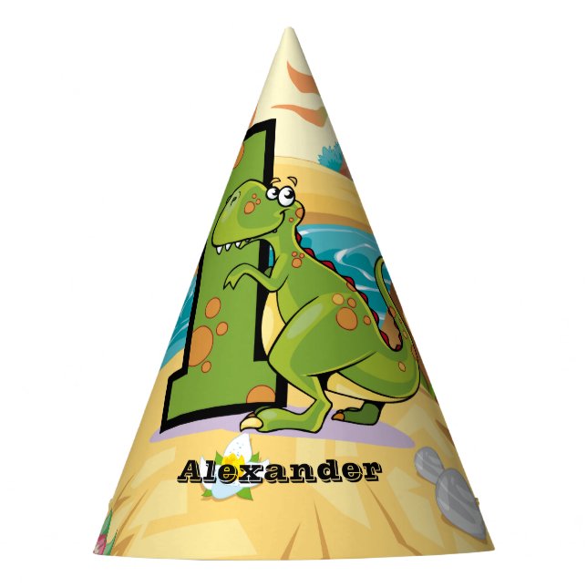 1st Birthday Dinosaur Party Hat (Front)