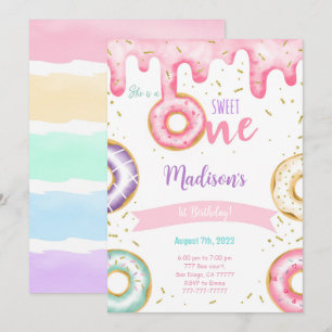 1st Birthday Doughnut  Invitation